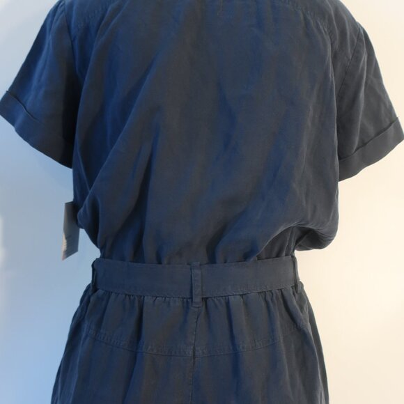NWT Womens Bella Dahl Rnavyr Navy Blue Tencel Rolled Hem Utility Romper Shorts S - Picture 9 of 12